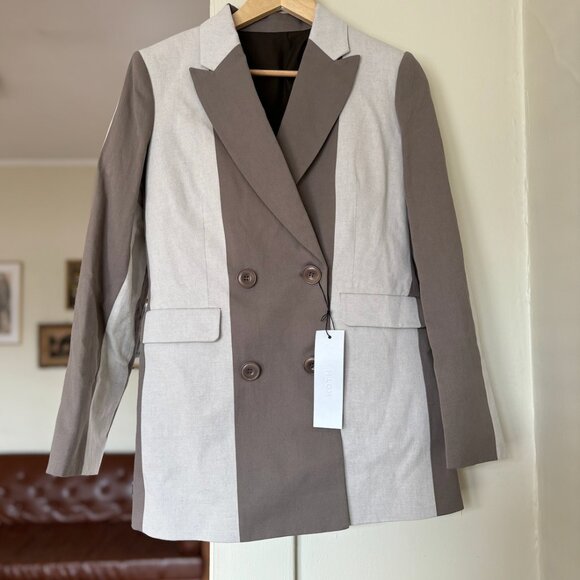 NWT Kotn Linen Station Blazer S – Birch Brindle Stripe, Minimalist Chic - Picture 4 of 5